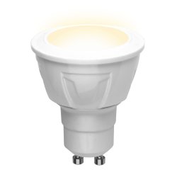 LED-JCDR 6W-WW-GU10-FR PLP01WH Лампа светодиодная. Форма JCDR. матовая. Серия ЯРКАЯ. Теплый белый свет 3000K. Картон. ТМ Uniel