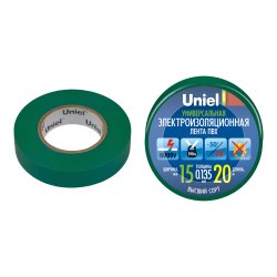 UIT-135P 20-15-01 GRN Изоляционная лента Uniel 20м. 59мм. 0.135мм. 1шт. цвет Зеленый