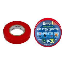 UIT-135P 20-15-01 RED Изоляционная лента Uniel 20м. 15мм. 0.135мм. 1шт. цвет Красный