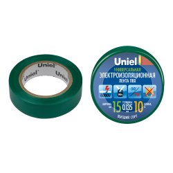 UIT-135P 10-15-01 GRN Изоляционная лента Uniel 10м. 15мм. 0.135мм. 1шт. цвет Зеленый