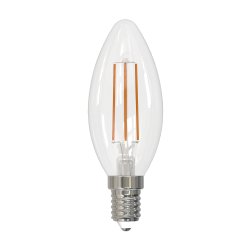 LED-C35-5W-4000K-E14-CL-SLF Лампа светодиодная. Форма свеча. прозрачная. Белый свет 4000K. ТМ Volpe