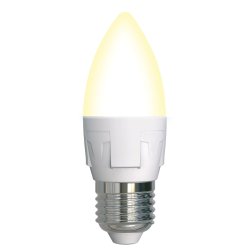 LED-C37 7W-3000K-E27-FR-DIM PLP01WH Лампа светодиодная. диммируемая. Форма свеча. матовая. Серия Яркая. Теплый белый свет 3000K. Картон. ТМ Uniel.