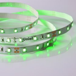 ULS-M11-2835-60LED-m-8mm-IP20-DC12V-4.8W-m-5M-GREEN PROFI Гибкая светодиодная лента на самоклеящейся основе. Катушка 5м. в герметичной упаковке. Зеленый свет. ТМ Uniel.