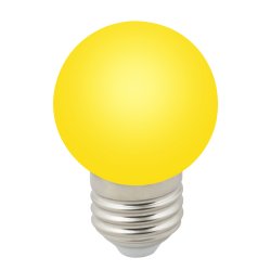 LED-G45-1W-YELLOW-E27-FR-С Лампа декоративная светодиодная. Форма шар. матовая. Цвет желтый. Картон. ТМ Volpe.